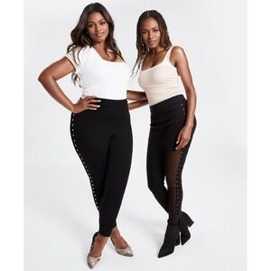 bar III Leggings Womens Small Black‎ Side Studded Pull On Work Out Stretch NWT